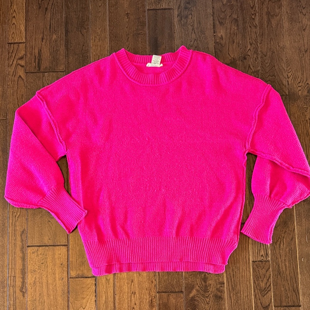 Vibrant Pink Crew Neck Women's Sweater